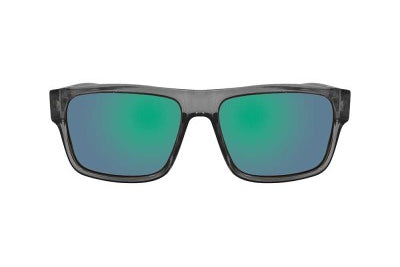 Sunglasses with green lenses on a white background