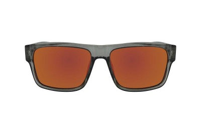 Sunglasses with brown lenses and black frame on a white background