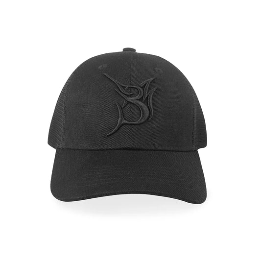 Bob Marlin Baseball Hat Black on Black