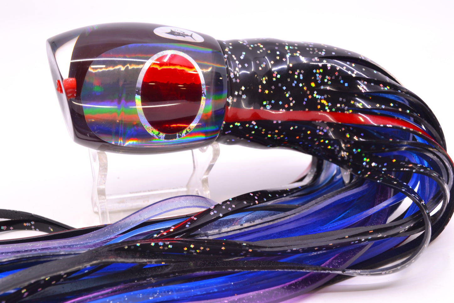 Aloha Lures Black Rainbow Red Eyes Bamboocha 12" 11.5oz Skirted Black