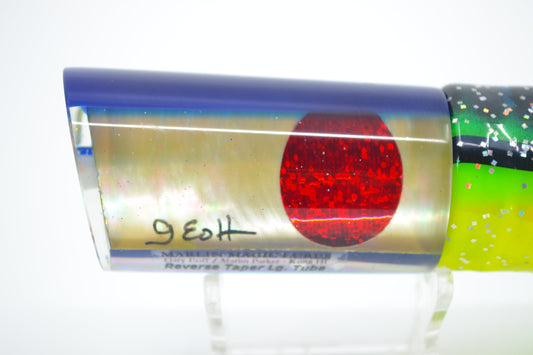 Marlin Magic Golden MOP Blue Back Reverse Taper Large Tube 12" 8.6oz Skirted Black-Yellow