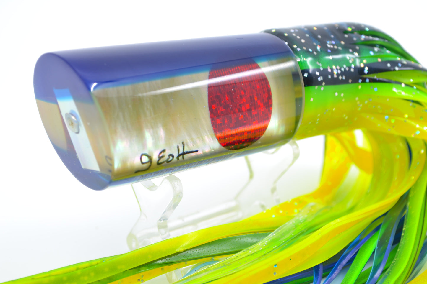 Marlin Magic Golden MOP Blue Back Reverse Taper Large Tube 12" 8.6oz Skirted Black-Yellow