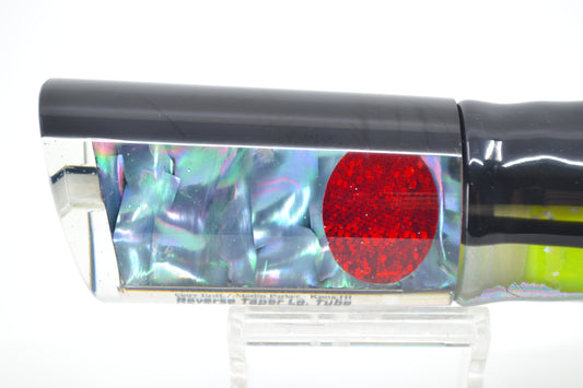 Marlin Magic Abalone Black Back Red Eyes Reverse Taper Large Tube 12" 8.6oz Skirted