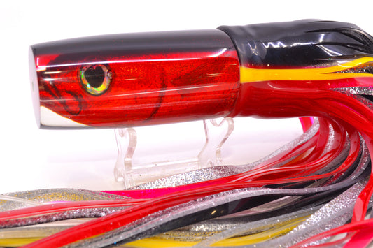 Ali'i Kai Lures Red Opelu Black-Red Back Medium Hard Head 12" 9oz Skirted Black-Red – premium trolling lure for offshore big game fishing