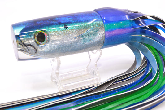 Ali'i Kai Lures Opelu Blue-Teal Back Medium Hard Head 12" 7oz Fire Tailz Vinyl Blueberry – premium trolling lure for offshore big game fishing