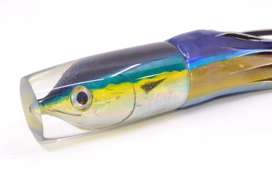 Ali'i Kai Lures Yellowfin/Shibi Medium Hard Head 12" 7oz Fire Tailz Vinyl Yellowfin – premium trolling lure for offshore big game fishing