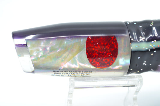 Marlin Magic White Awabi Purple Back Red Eyes Medium Plunger 10" 7.7oz Skirted