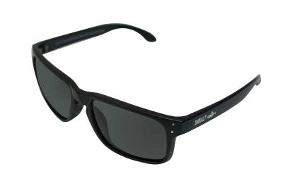 Black sunglasses with a white background