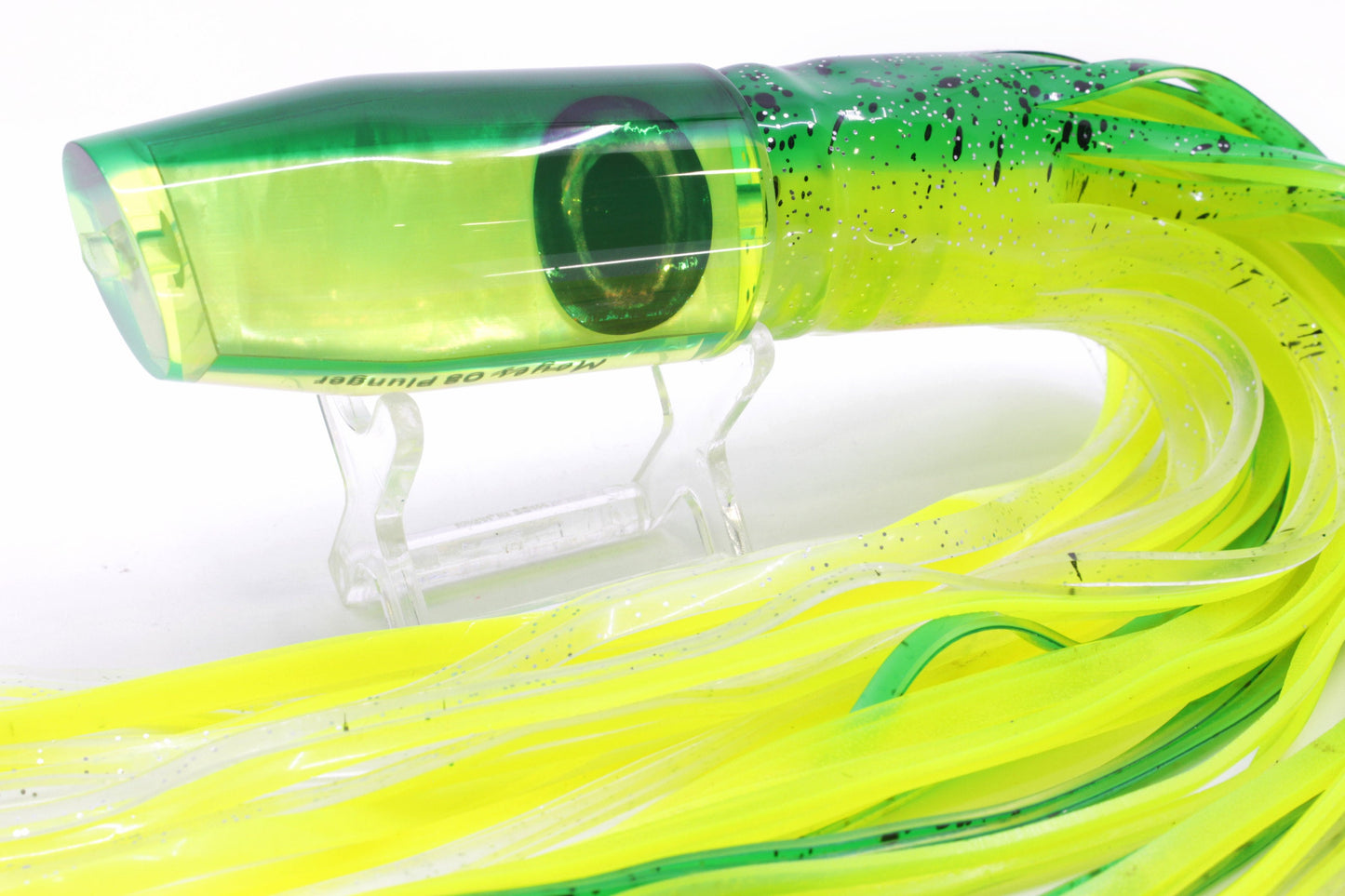 Moyes Lures Chartreuse MOP Green Back O.S. Plunger 12" 7oz Skirted Green/Chartreuse