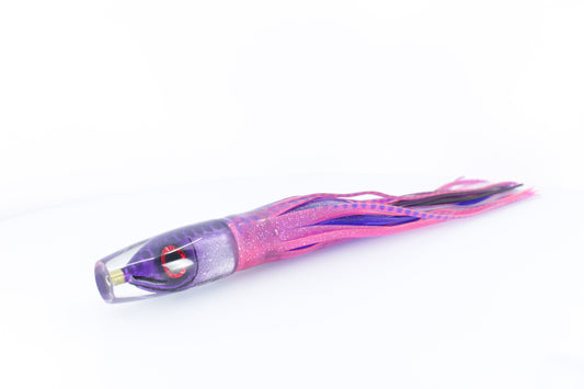Tsutomu Lures Purple Black Dots Fish Head Ali'i Invert 7" 5.7oz Skirted