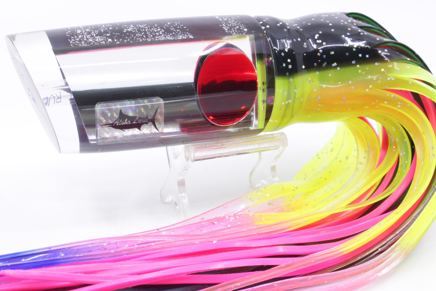 Aloha Lures Clear Mirrored Red Eyes Smash Bait 14" 12oz Skirted Magic Johnson