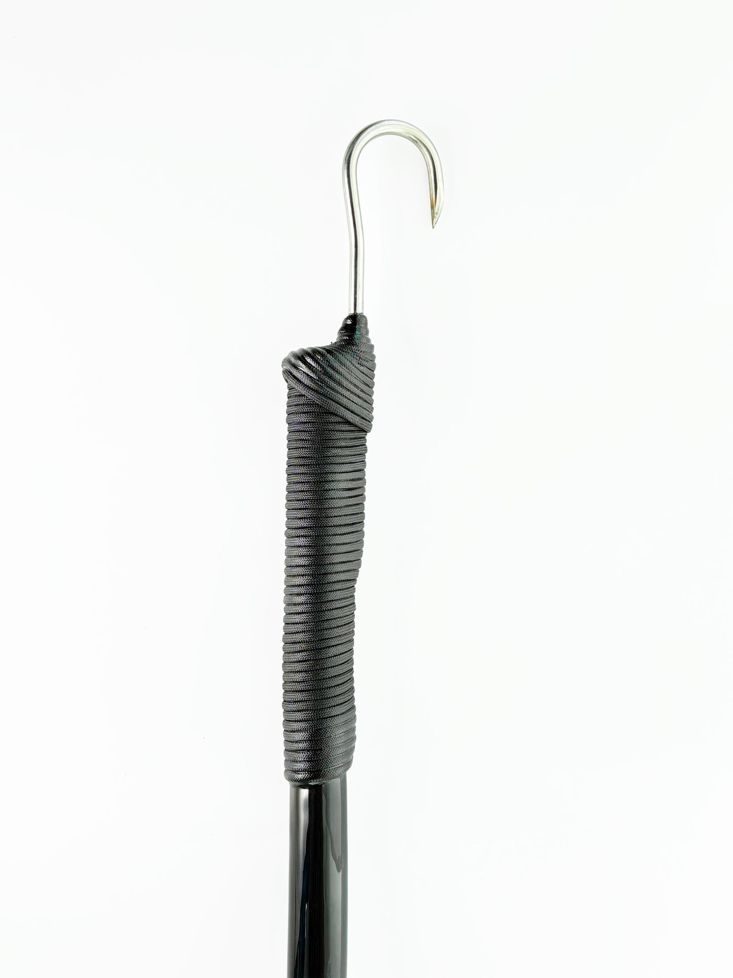 Dahunter Black-Wrapped Bamboo Gaff with Crisscross Grip, 6Ft Shaft and 2.5-Inch Tiller Hook