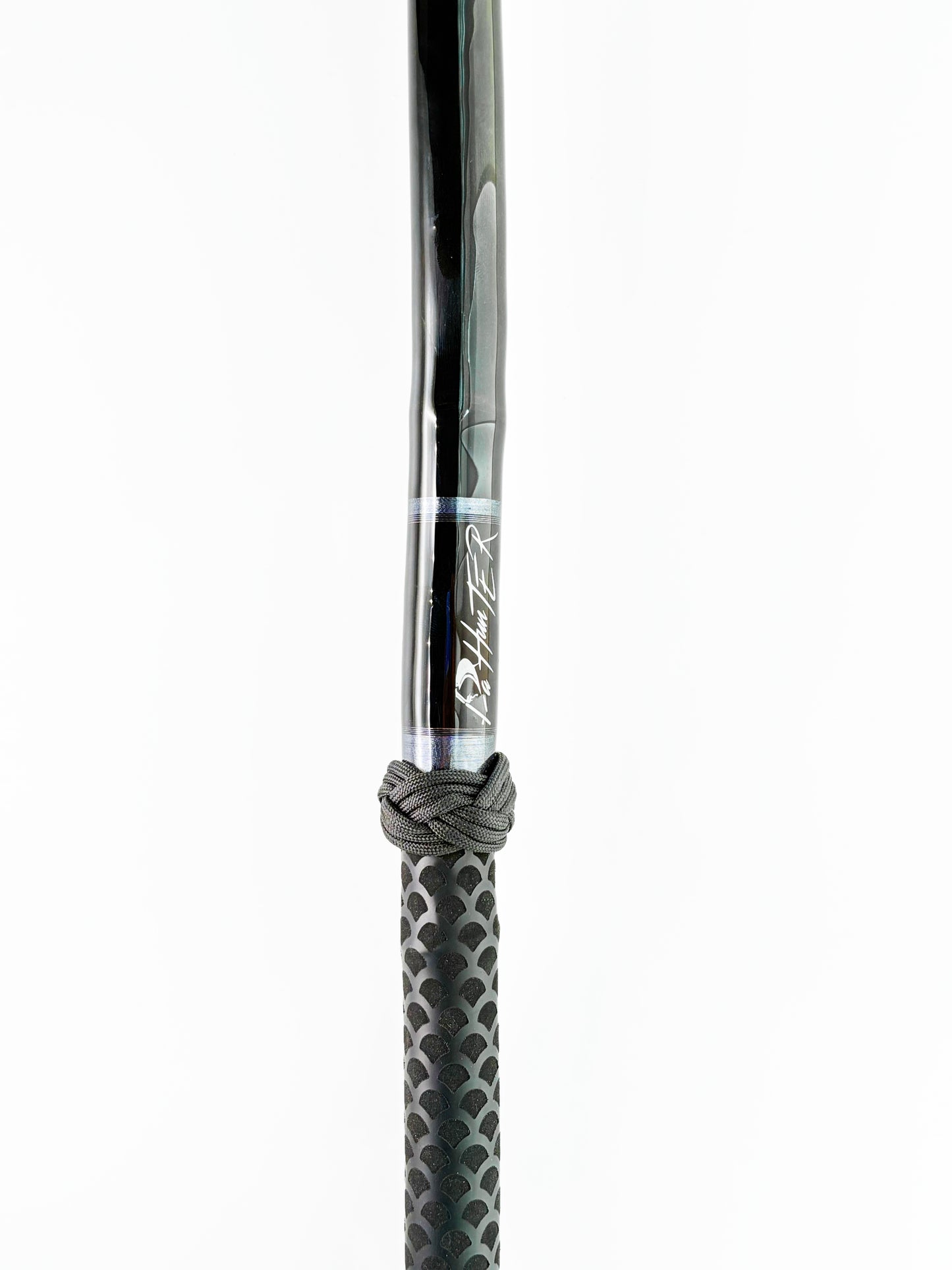 Dahunter Black-Wrapped Bamboo Gaff with Crisscross Grip, 6Ft Shaft and 2.5-Inch Tiller Hook