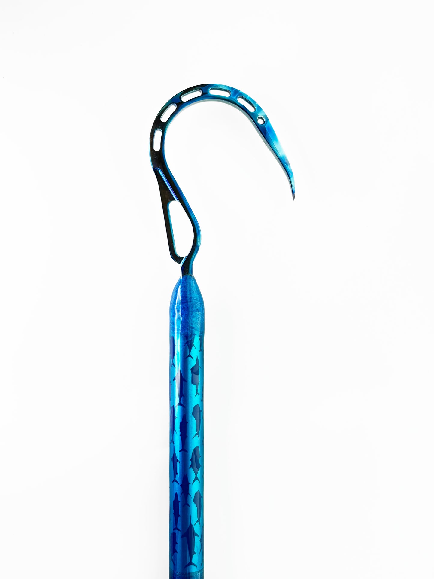 Dahunter Carbon Fiber Gaff with Blue-Wrapped Grip and Titanium 3-Inch Hook, 6Ft Sh