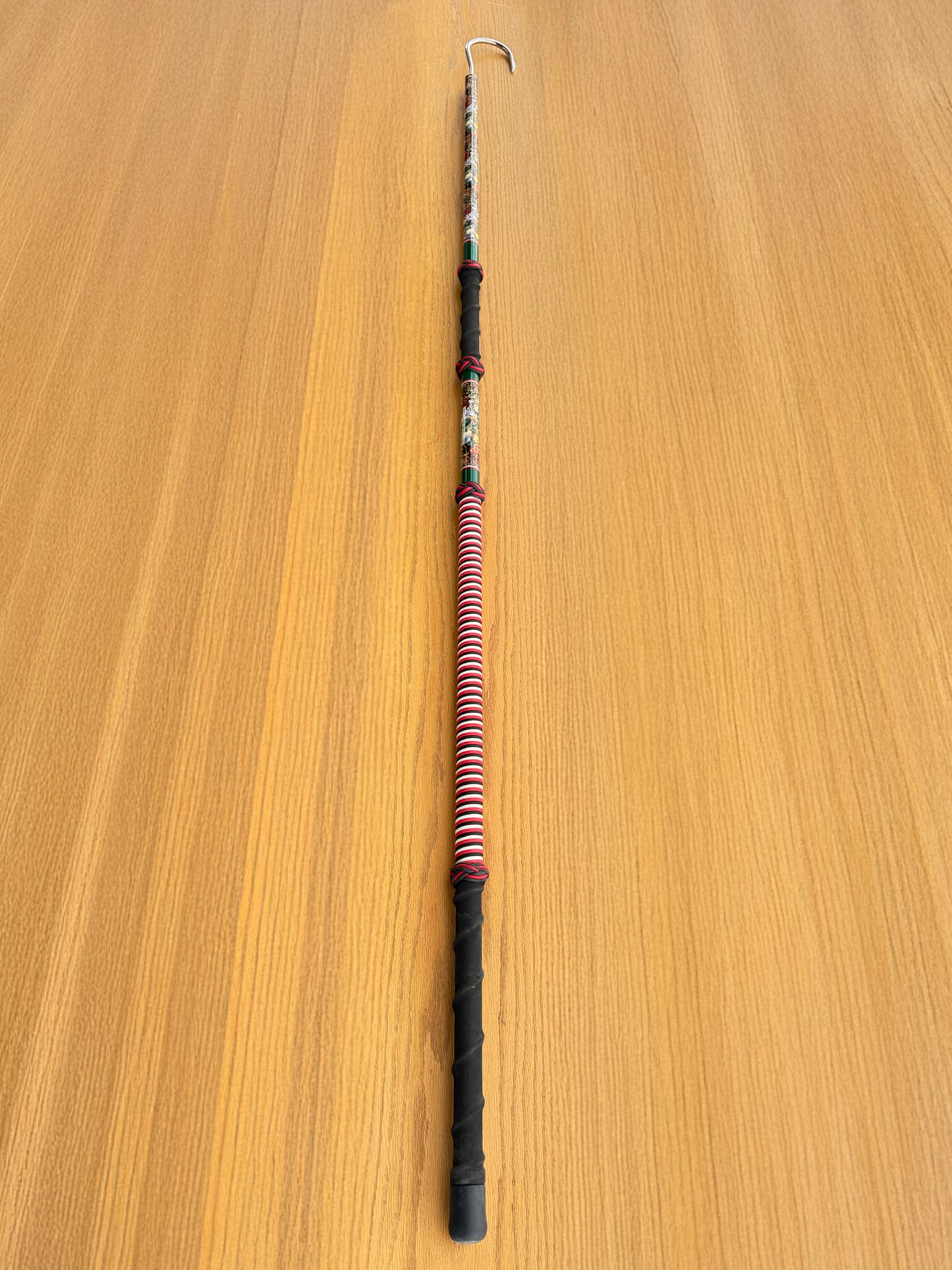 Dahunter Carbon Fiber Gaff with Red and Black Cord Wrap, 6Ft Shaft and 2.5-Inch Tiller Hook