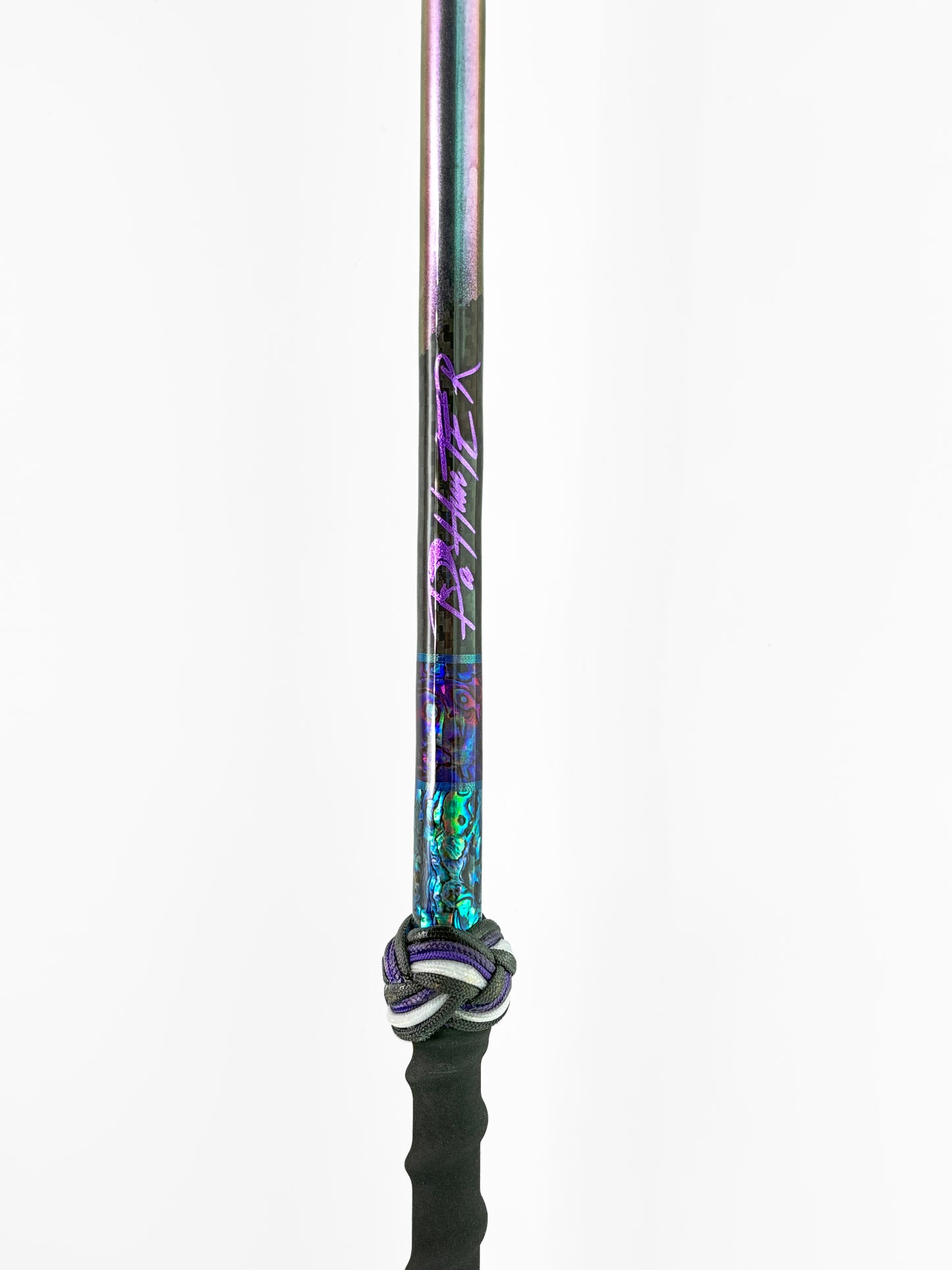 Dahunter Carbon Fiber Gaff with Black and Purple Grip, Holographic Shaft, and 2.5-Inch Tiller Hook, 6Ft Length