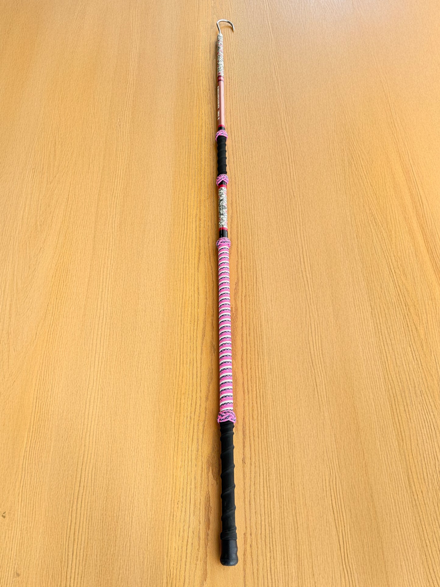 Dahunter Floral Carbon Fiber Gaff with Pink and Black Cord Wrap, 6Ft Shaft and 2-Inch Tiller Hook