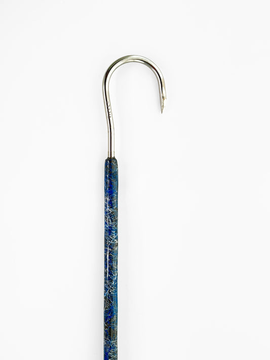 Dahunter Carbon Fiber Gaff with Blue and Silver Textured Grip, 6Ft Shaft and 2-Inch Tiller Hook