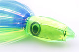 Moyes Lures Chartreuse MOP Small Ono Bullet 7" 3.8oz Skirted Blue-Chartreuse Hair