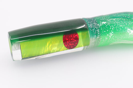 Marlin Magic Lime Green MOP Green Back Red Eyes Medium Hard Head 9" 5oz Skirted