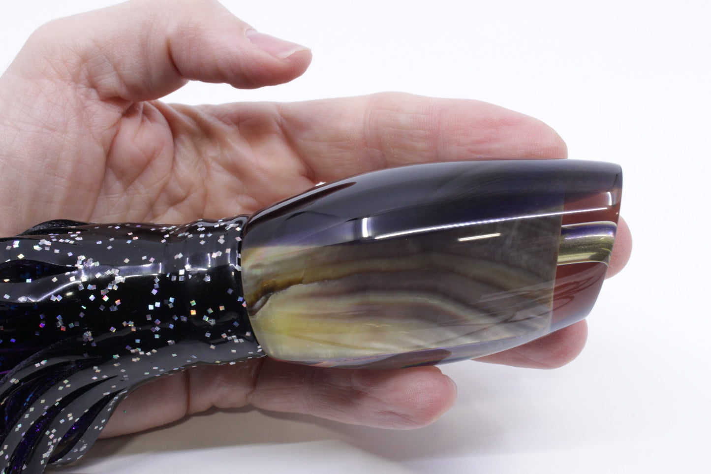 طُعم كرامبتون بيتس أباهو بني حقيقي، ظهر بنفسجي داكن، 12 بوصة، 7.8 أونصة، تنورة سوداء/أرجوانية