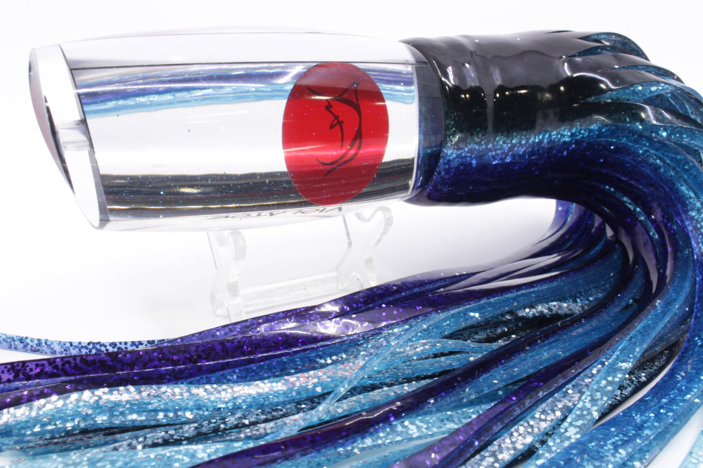 Bonze Lures Clear Mirrored Red Eyes Violator 14" 17oz Skirted Black-Ice Blue-Purple