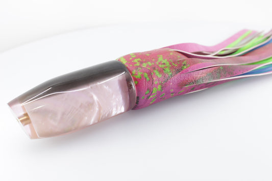 Crampton Baits Real Brown MOP Pink Glitter Back 1/4 Tonner 12" 6oz ALV Pink Mahi