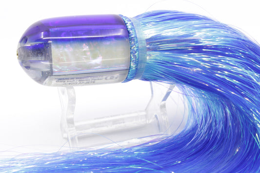 Marlin Magic Lures White Awabi Blue Back Jumbo AP Jet 9" 6oz Flashabou Blue/White