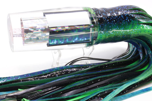 Aloha Lures Clear Mirrored Silver Rainbow Sundowner 14" 11.5oz Skirted Black Dots-Blue Dots