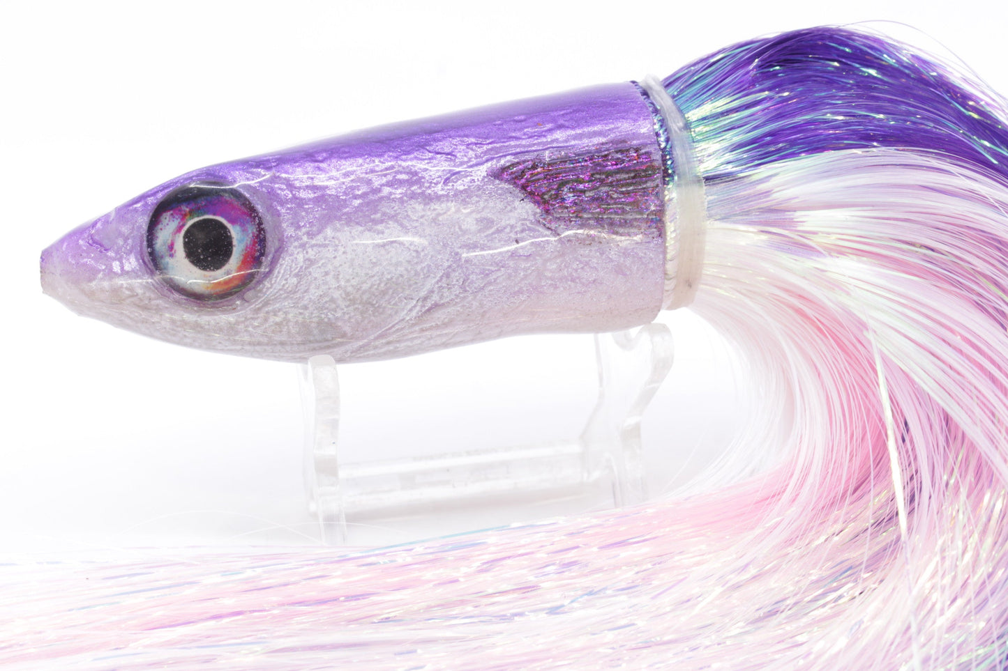 Ali'i Kai Lures Purple-Silver Malolo 12" 8.5oz Flashabou Purple-White