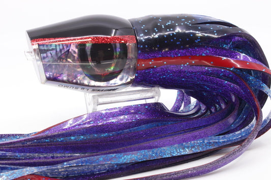 Moyes Lures Rainbow MOP Black-Red Back Large Sumo 14" 13.8oz Skirted