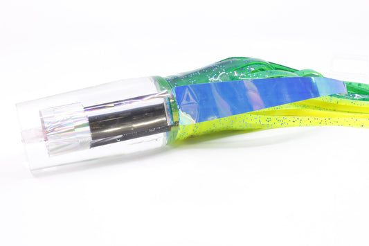 Aloha Lures Clear Mirrored Silver Rainbow Sundowner 14" 11.5oz Skirted Mahi Wings