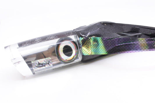 Aloha Lures Clear Mirrored Taxi Eyes Smash Bait 14" 13.5oz Vinyl Black-Green Wings