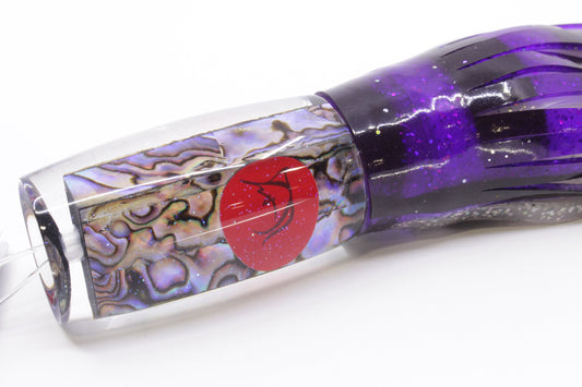 Bonze Lures Paua Shell Red Eyes BTK 10" 7oz Skirted Purple-Holo-Black Bars