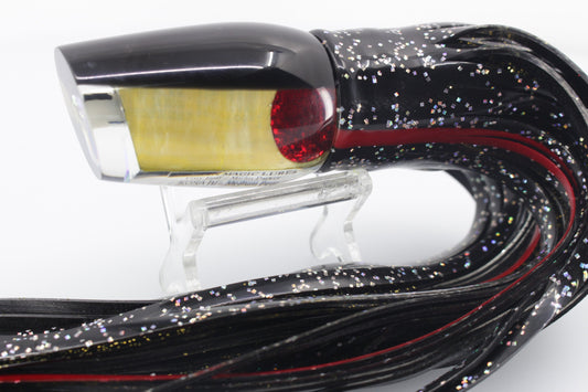 Marlin Magic Golden MOP Black Back Red Eyes Medium Pear 10" 8.2oz Skirted