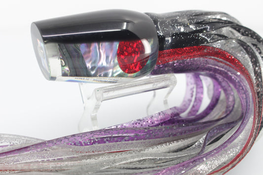 Marlin Magic Blue-Purple Abalone Black Back Red Eyes Medium Pear 10" 8.2oz Skirted