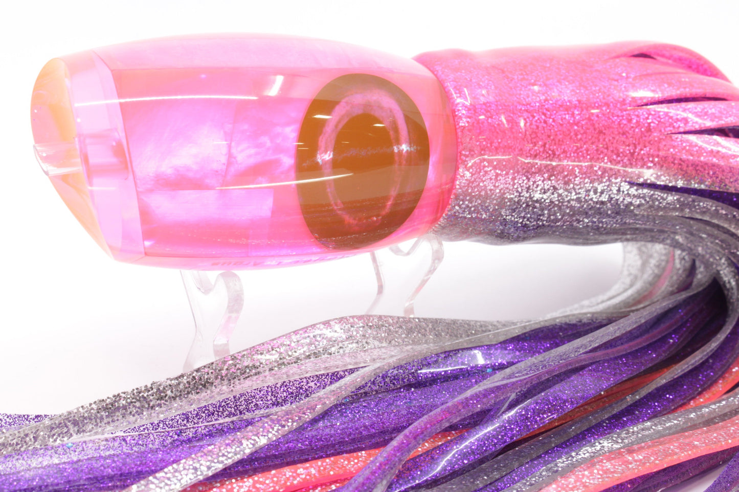 Moyes Lures Fluorescent Pink MOP Large Argus 14" 10oz Skirted Pink-Silver