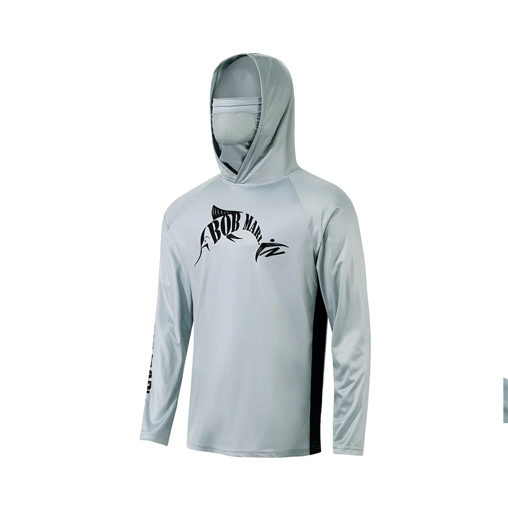 Bob Marlin Performance Hoody With Built-in Face Mask BM Grey - XL