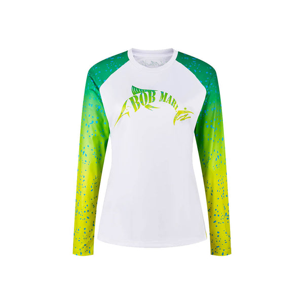 Bob Marlin Women's Performance Shirt Bob Mahi White – Performance fishing apparel designed for sun protection, comfort, and offshore durability.