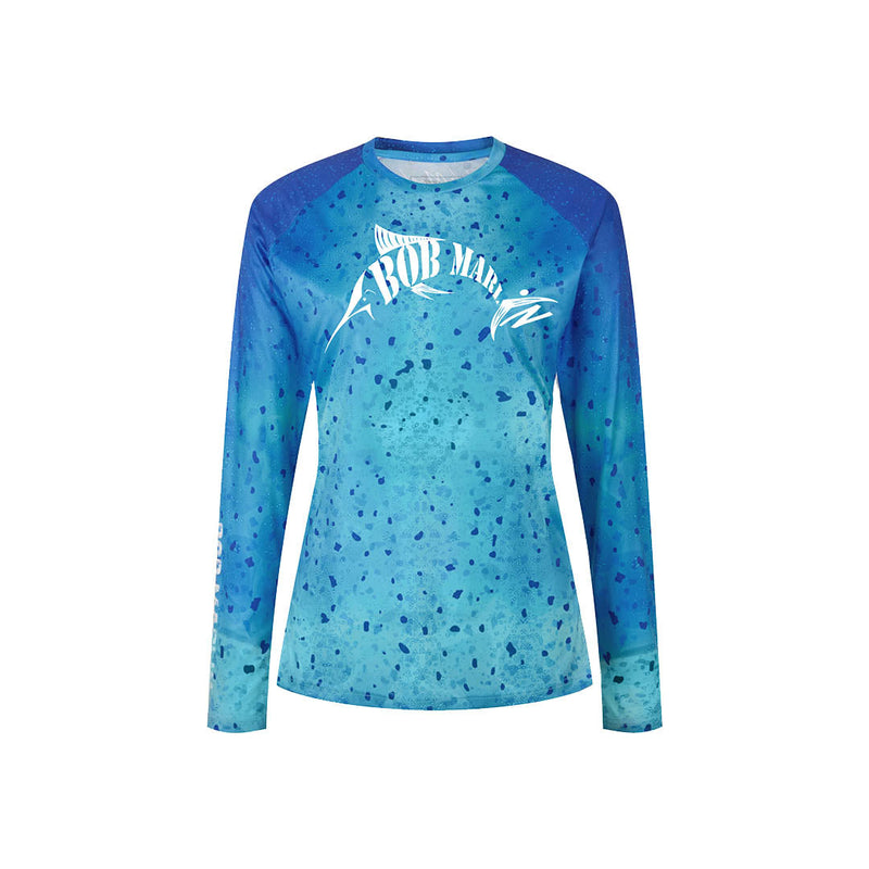 Bob Marlin Women's Performance Shirt Bob Mahi Blue – Performance fishing apparel designed for sun protection, comfort, and offshore durability.