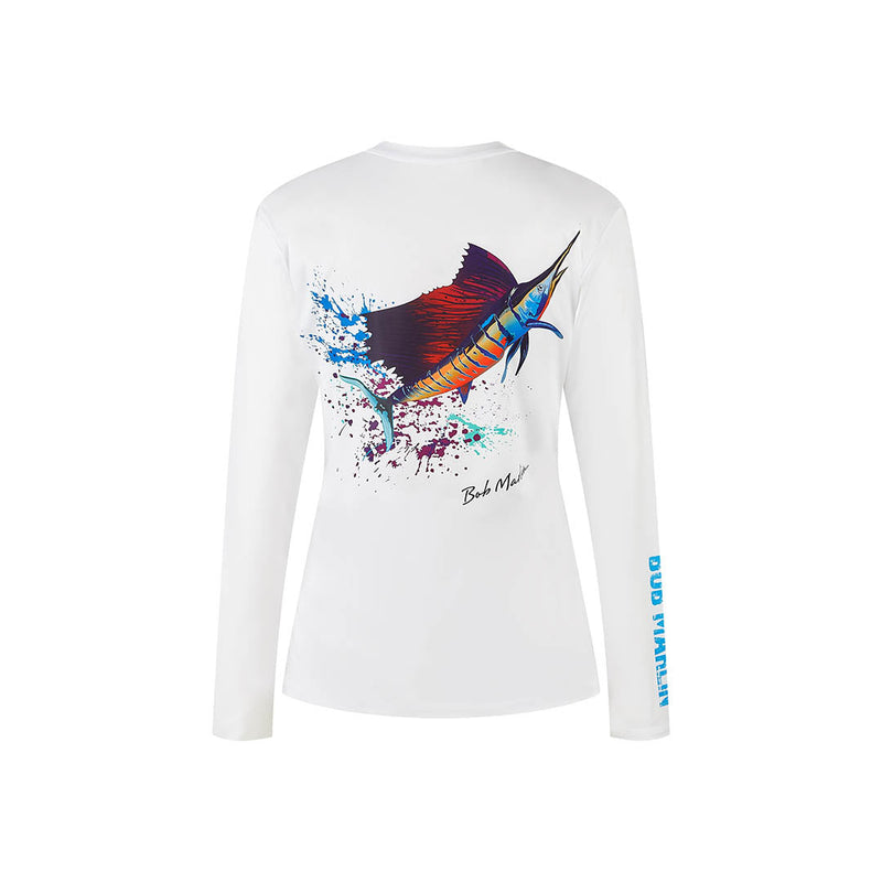 Bob Marlin Women's Performance Shirt Sail Rebel White – Performance fishing apparel designed for sun protection, comfort, and offshore durability.