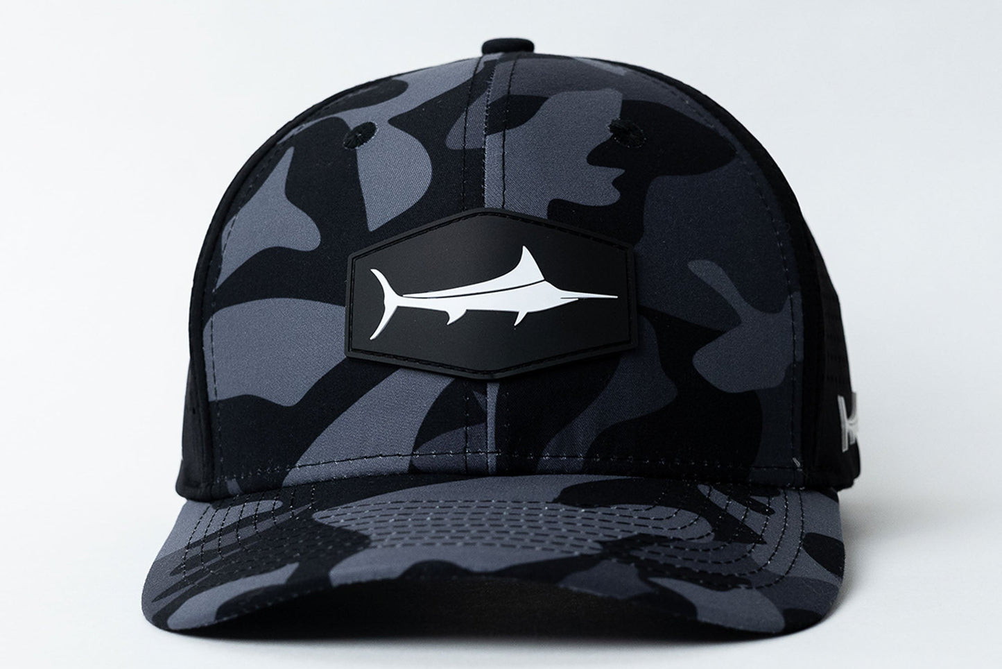 BIllFishGear: Blue Marlin 3D Patch Hat Black Camo