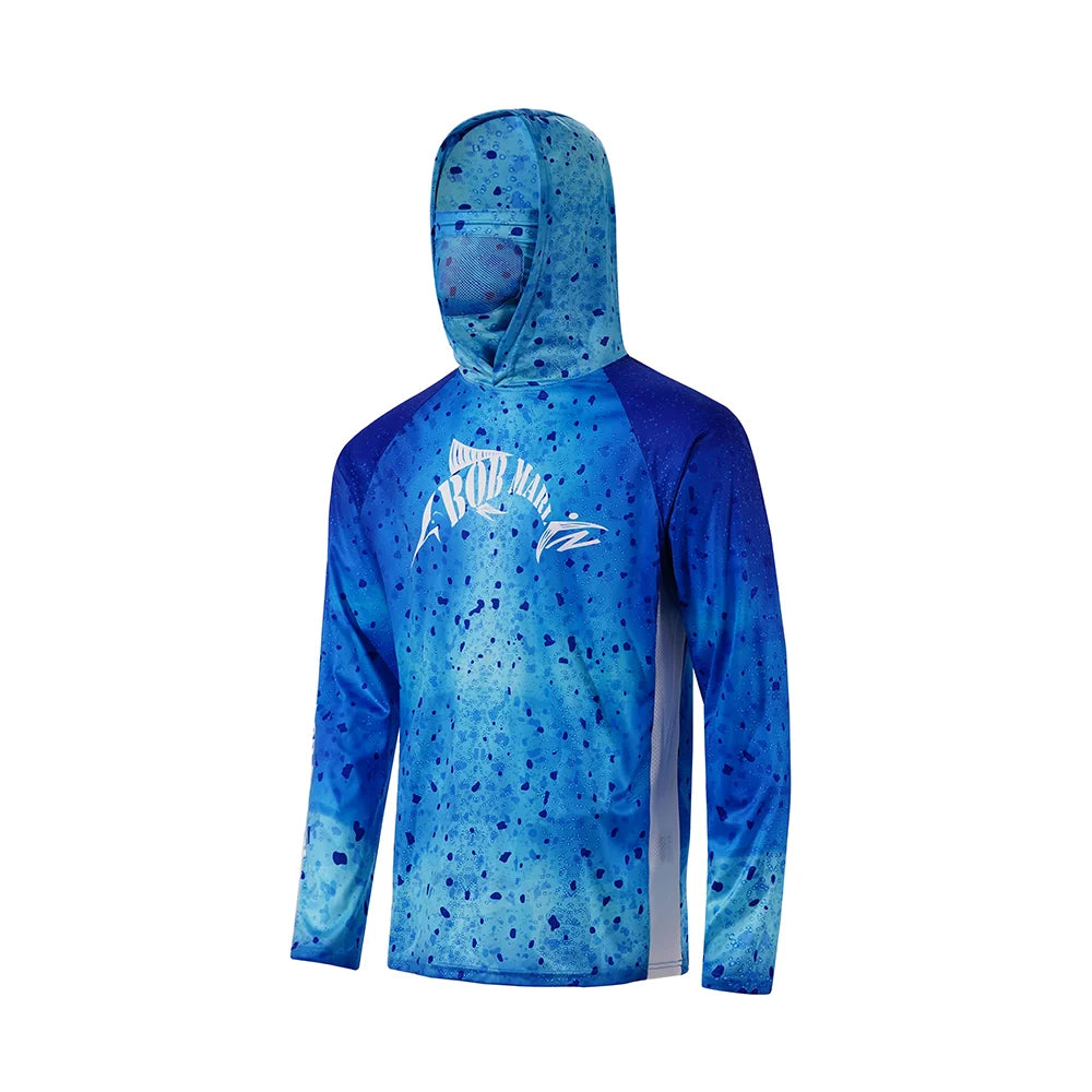 Bob Marlin Performance Hoody With Built-in Face Mask Bob Mahi Blue - XL