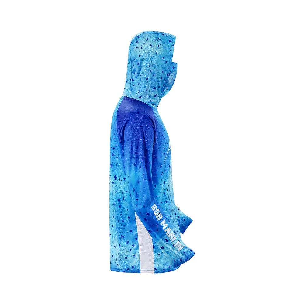 Bob Marlin Performance Hoody With Built-in Face Mask Bob Mahi Blue - XXL