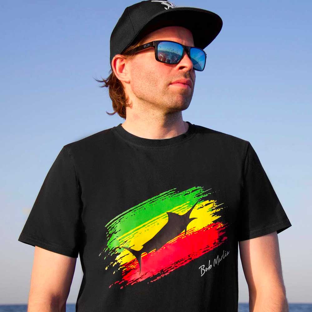 Bob Marlin T-Shirt Rasta Flag Black - T-Shirts (view 2 of 3)