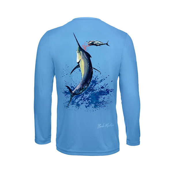Bob Marlin Performance Shirt Bazaruto Blue – Performance fishing apparel designed for sun protection, comfort, and offshore durability.
