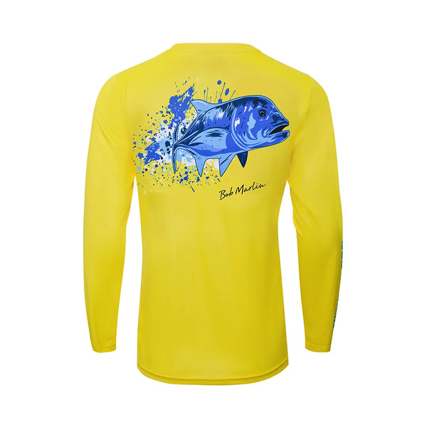 Bob Marlin Performance Shirt Ocean GT Yellow – Performance fishing apparel designed for sun protection, comfort, and offshore durability.