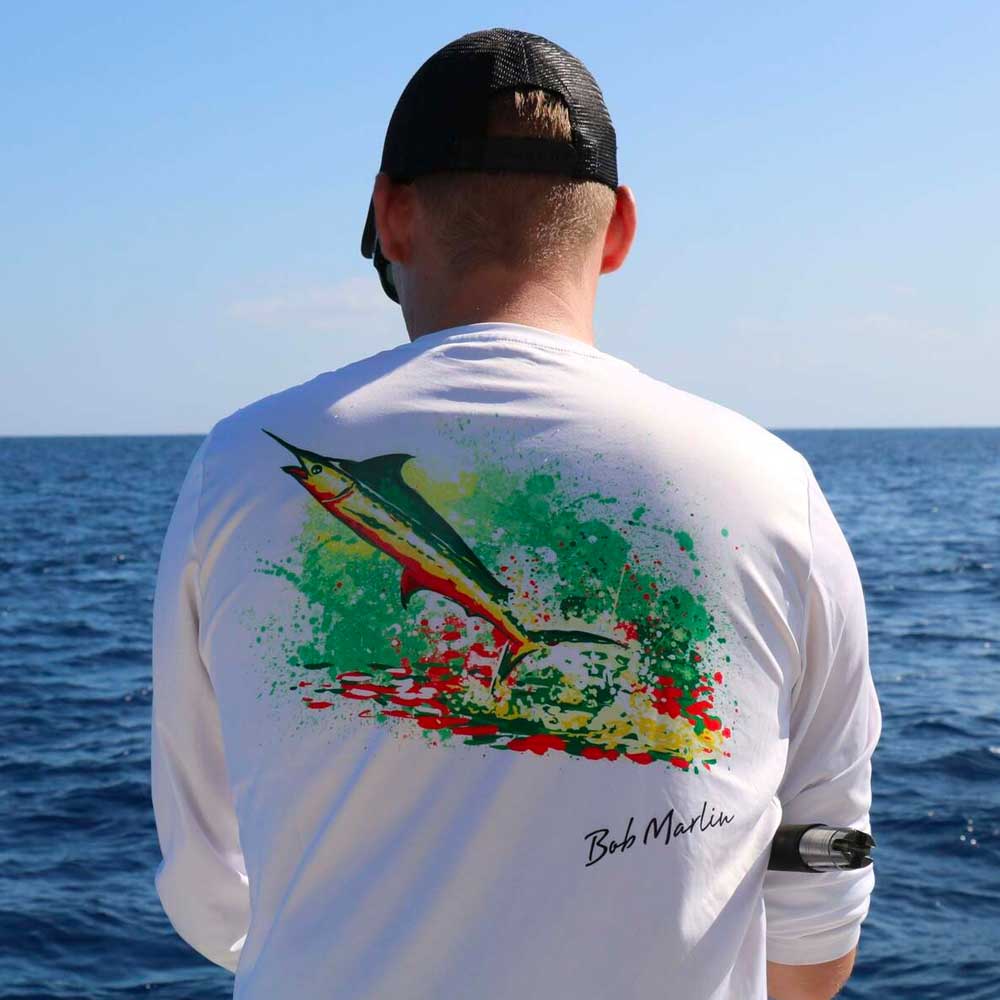 Bob Marlin Performance Shirt Rasta Marlin White (view 2 of 3)