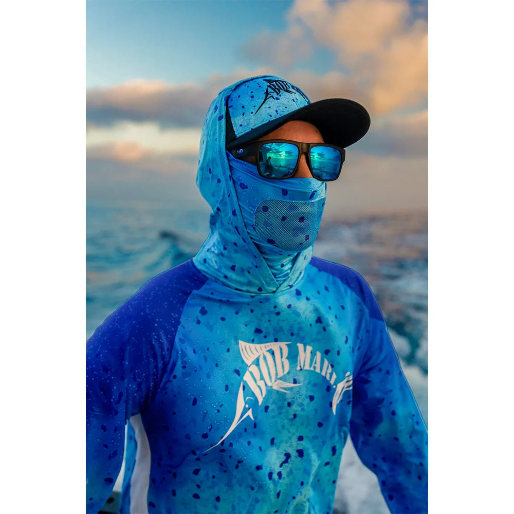 Bob Marlin Performance Hoody With Built-in Face Mask Bob Mahi Blue (view 2 of 3)