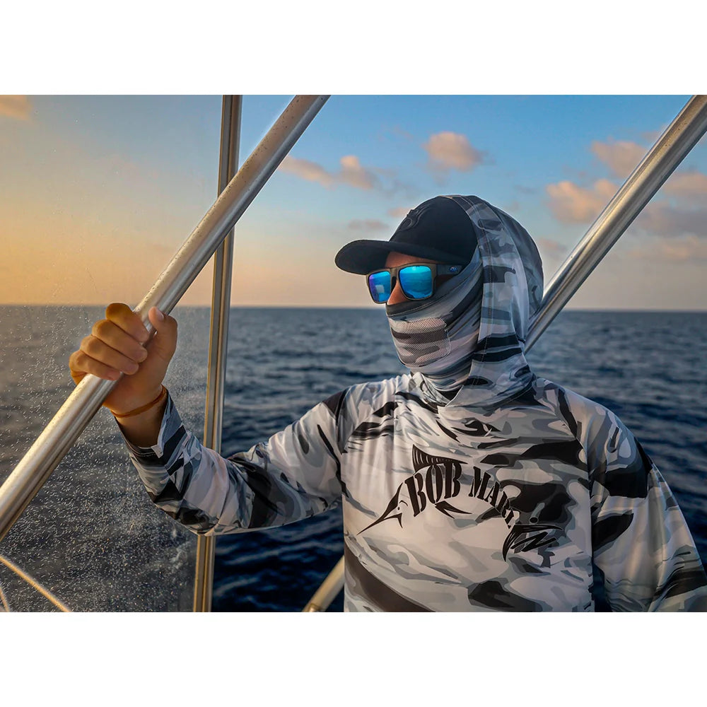 Bob Marlin Performance Hoody With Built-in Face Mask Grey Storm (view 2 of 3)